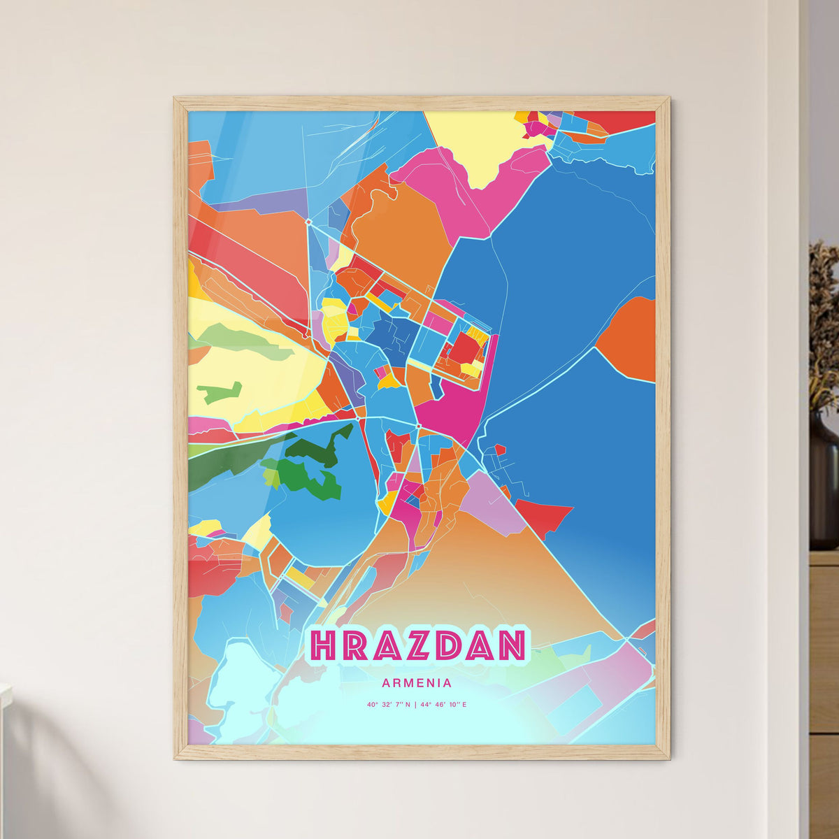 Colorful HRAZDAN ARMENIA Fine Art Map Crazy Colors