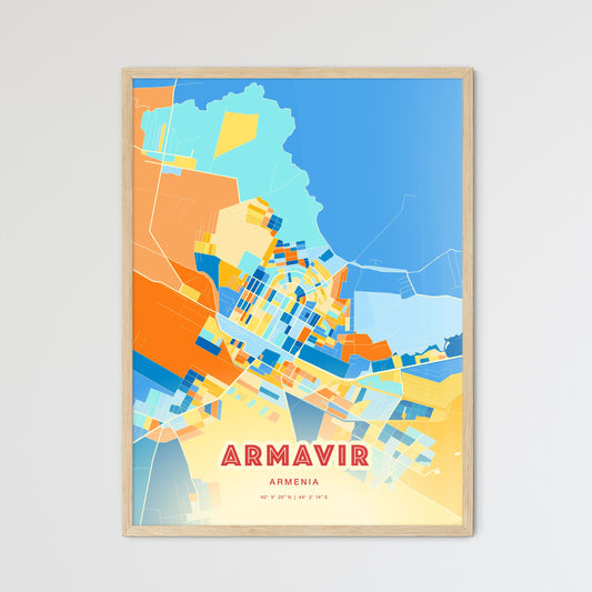 Colorful ARMAVIR ARMENIA Fine Art Map Blue Orange