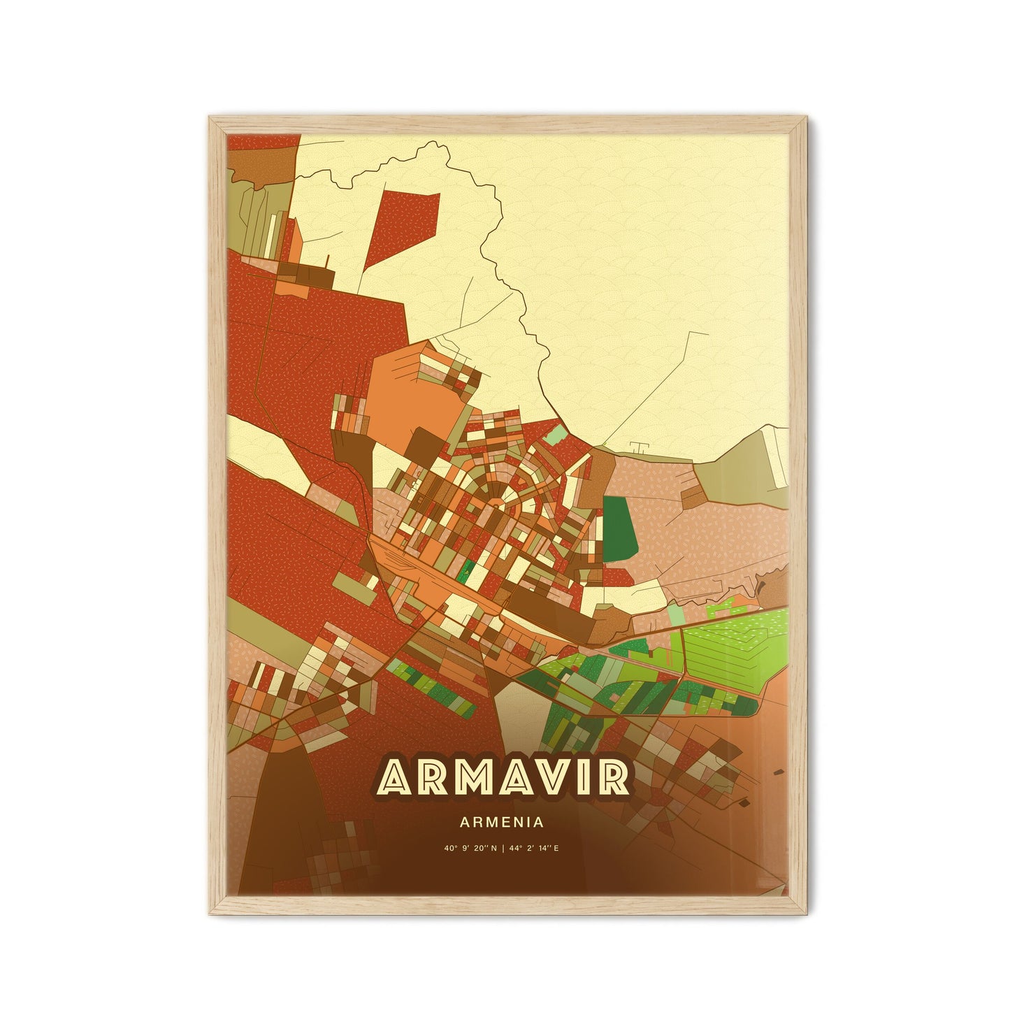 Colorful ARMAVIR ARMENIA Fine Art Map Farmhouse