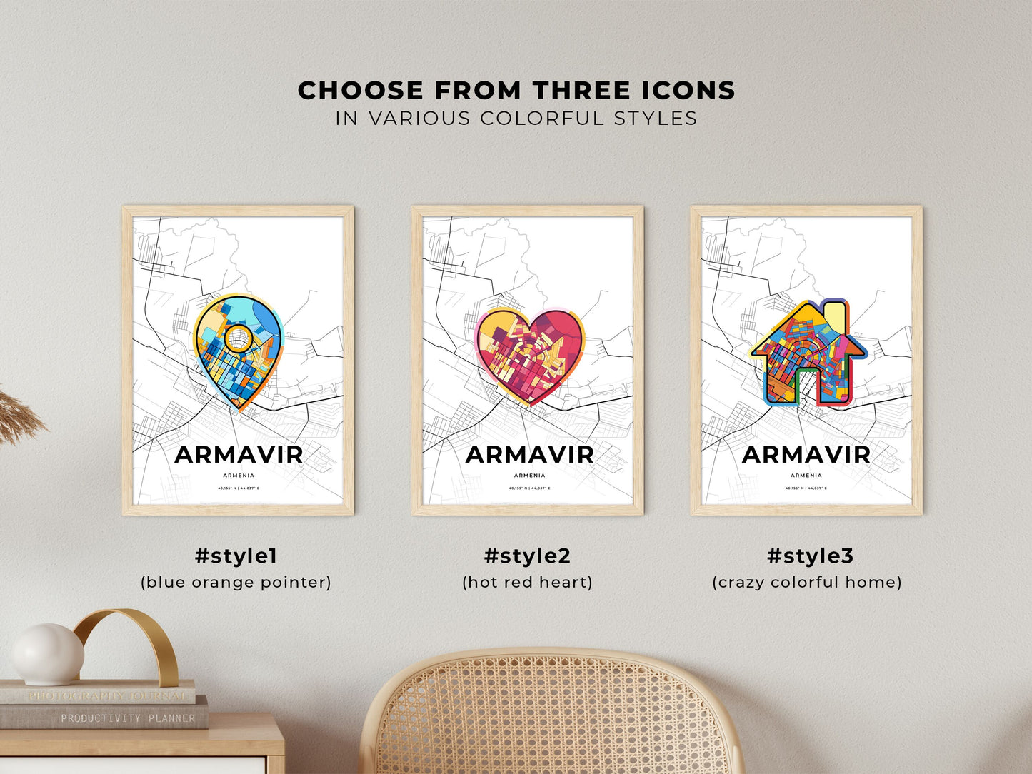 Armavir Armenia maps with colorful icons