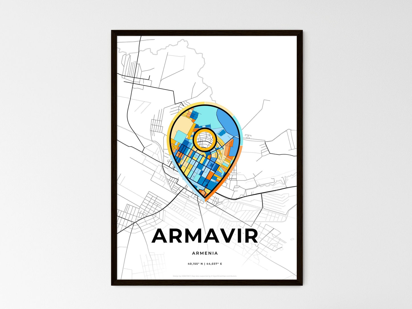 Armavir Armenia wedding art map with pointer icon