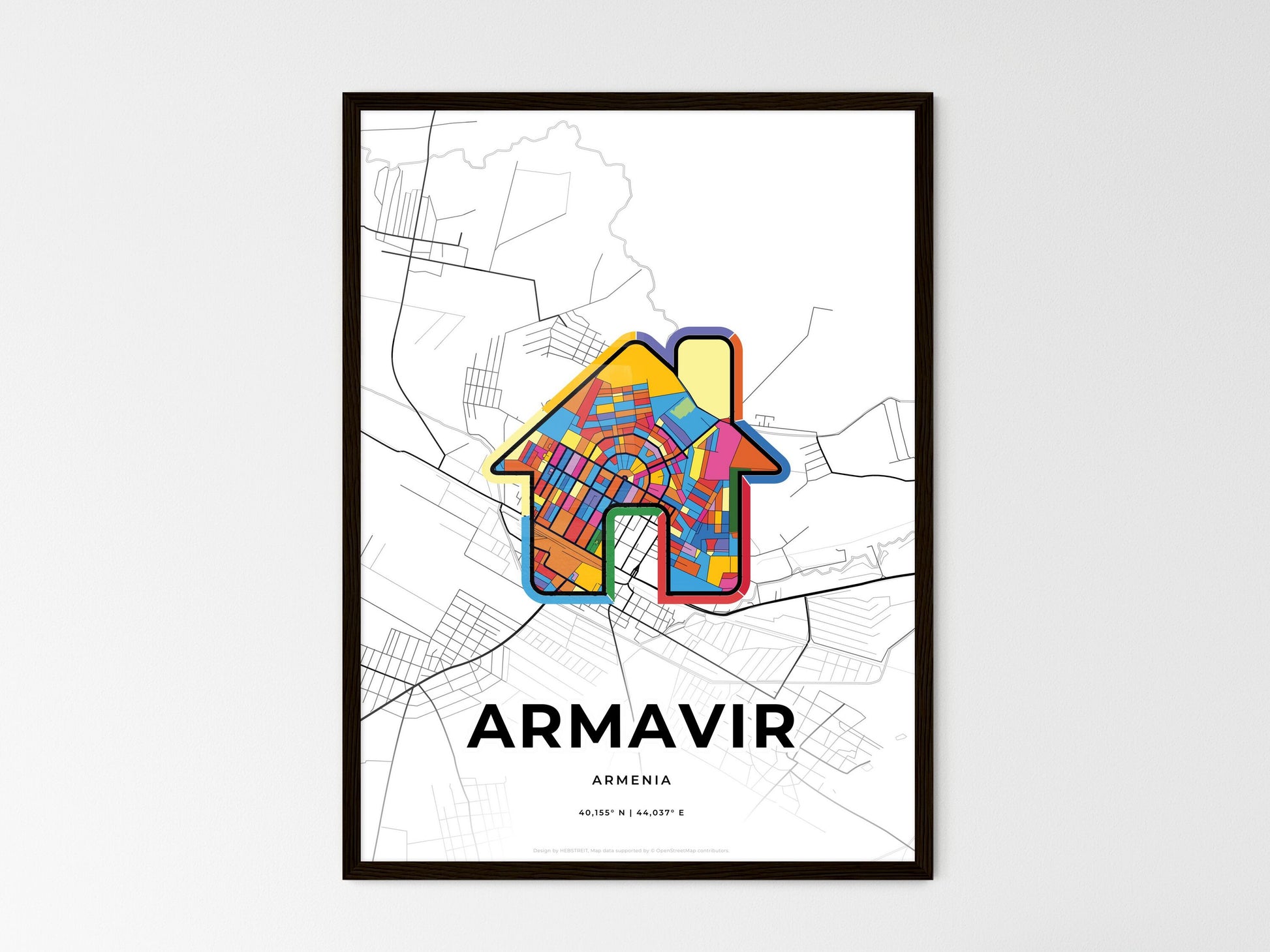 Armavir Armenia wedding art map with home icon
