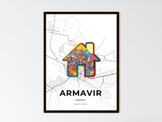 Armavir Armenia wedding art map with home icon