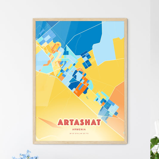 Colorful ARTASHAT ARMENIA Fine Art Map Blue Orange