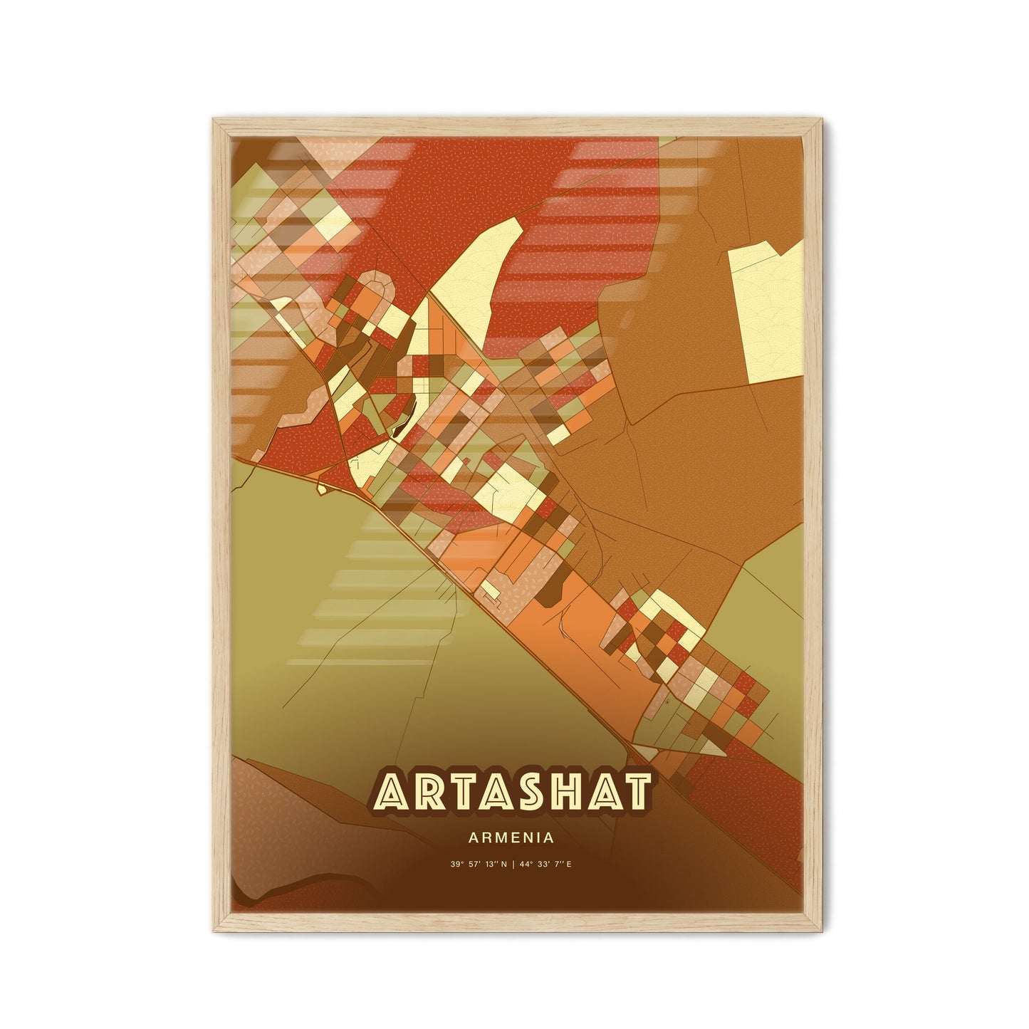 Colorful ARTASHAT ARMENIA Fine Art Map Farmhouse