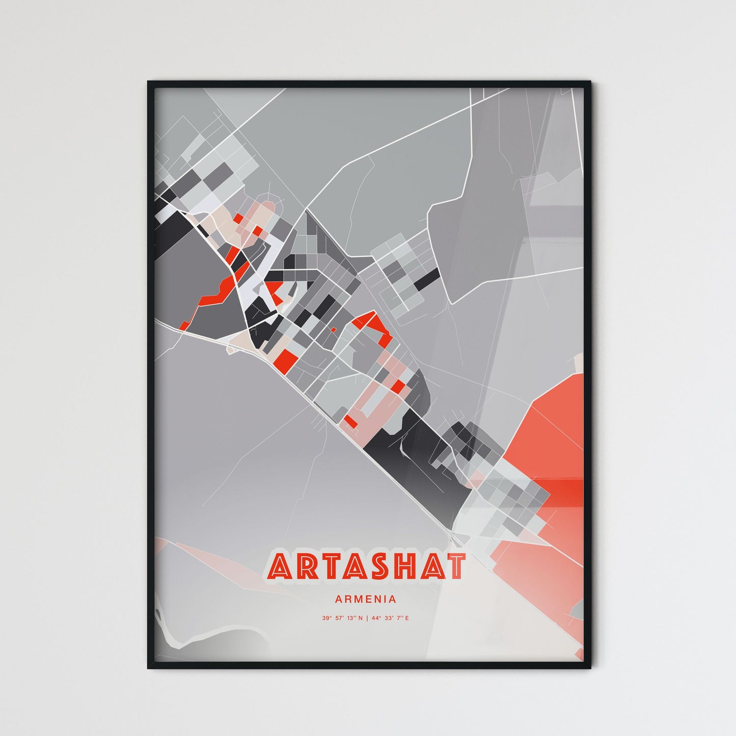 Colorful ARTASHAT ARMENIA Fine Art Map Modern