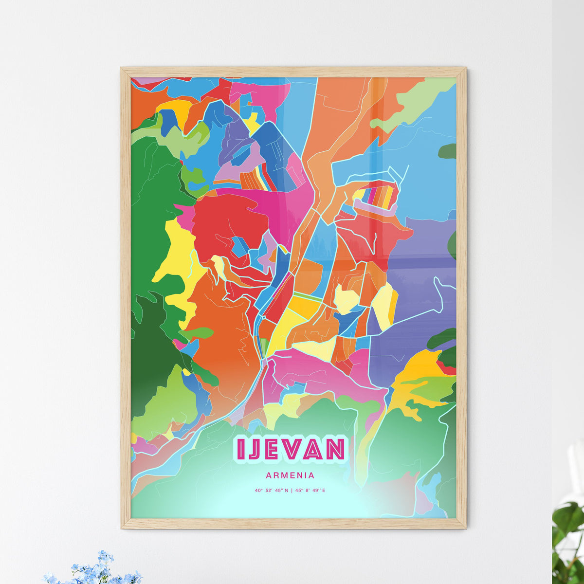 Colorful IJEVAN ARMENIA Fine Art Map Crazy Colors