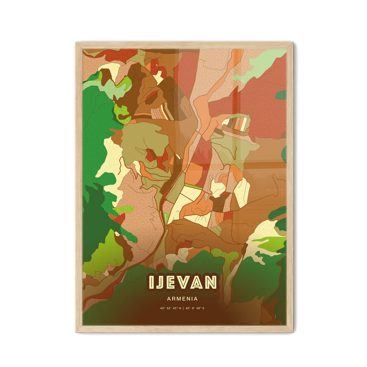 Colorful IJEVAN ARMENIA Fine Art Map Farmhouse