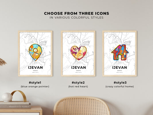 Ijevan Armenia maps with colorful icons