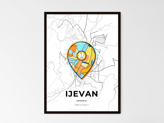 Ijevan Armenia wedding art map with pointer icon