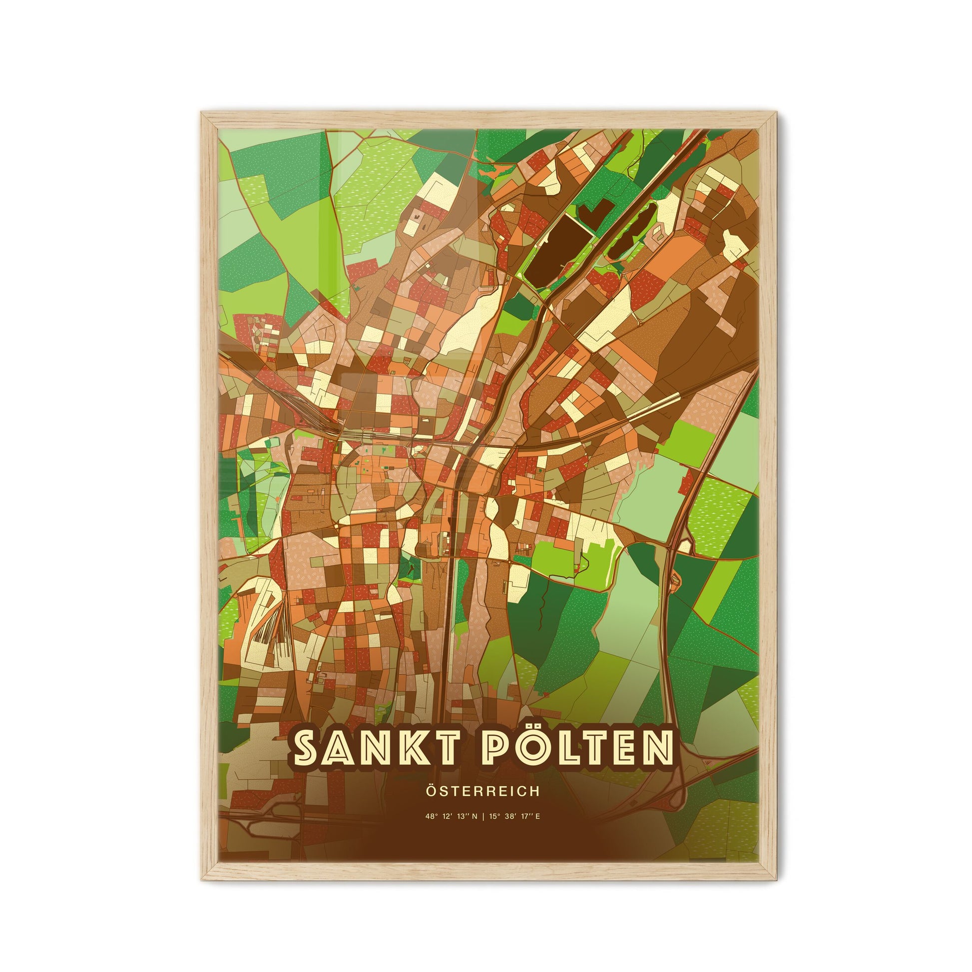 Colorful SANKT PÖLTEN AUSTRIA Fine Art Map Farmhouse