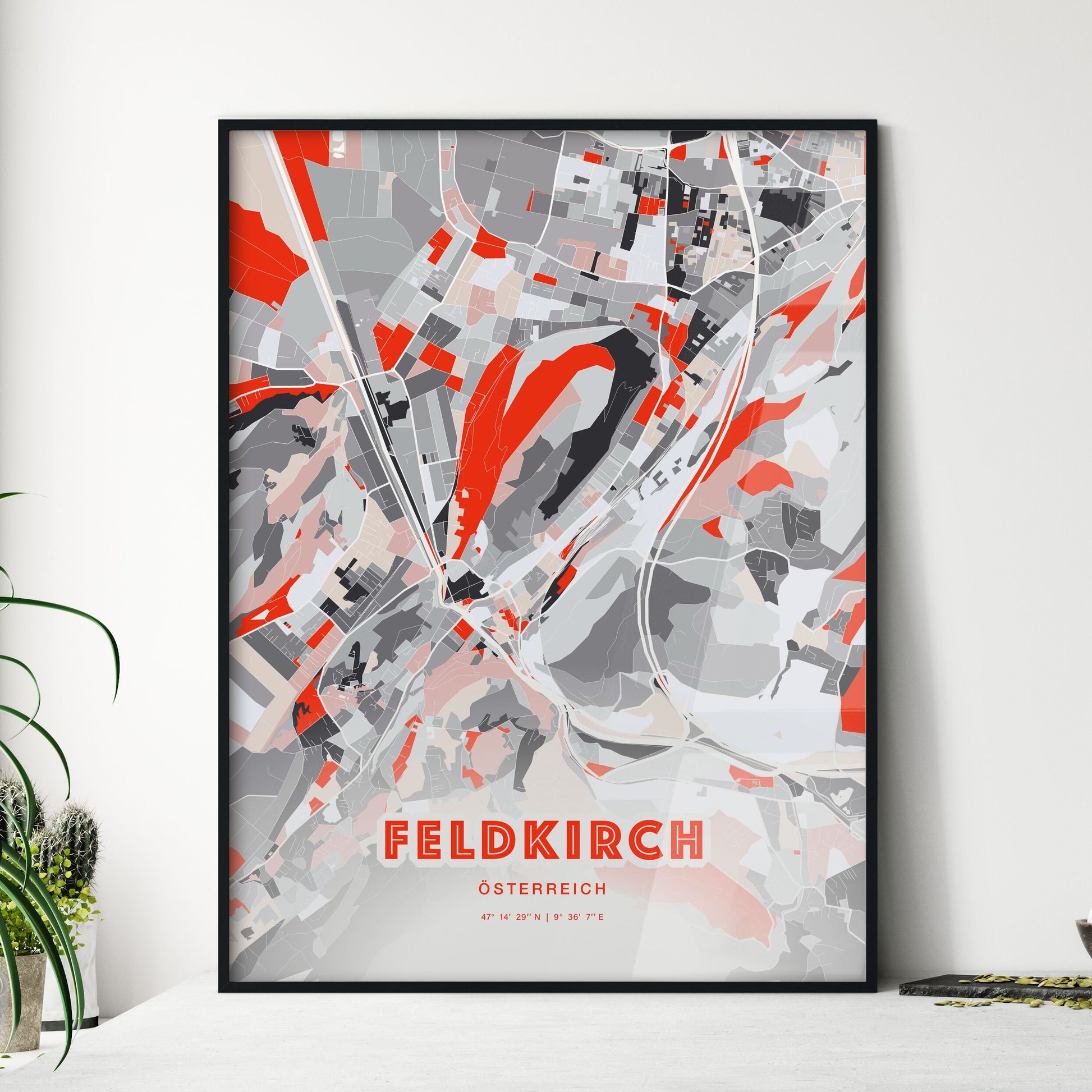 Colorful FELDKIRCH AUSTRIA Fine Art Map Modern