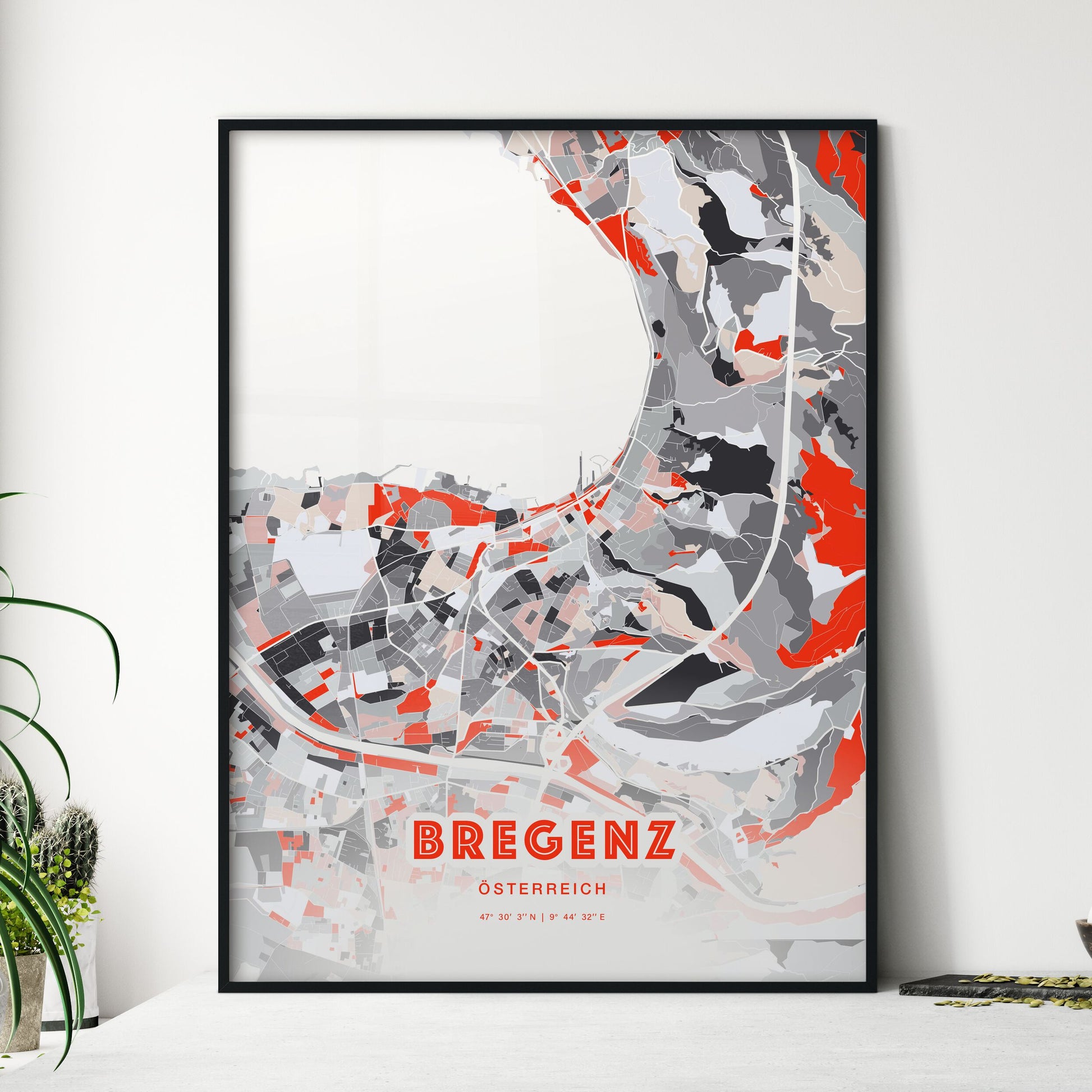 Colorful BREGENZ AUSTRIA Fine Art Map Modern