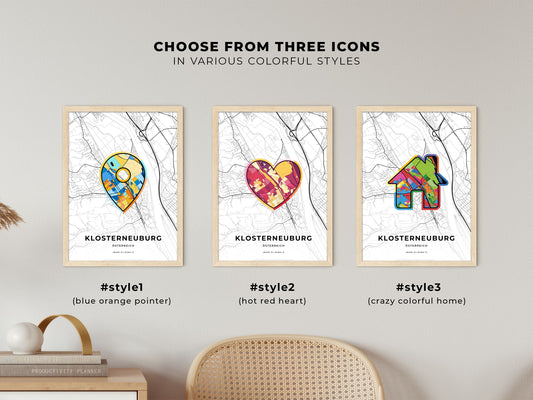 Klosterneuburg Austria maps with colorful icons