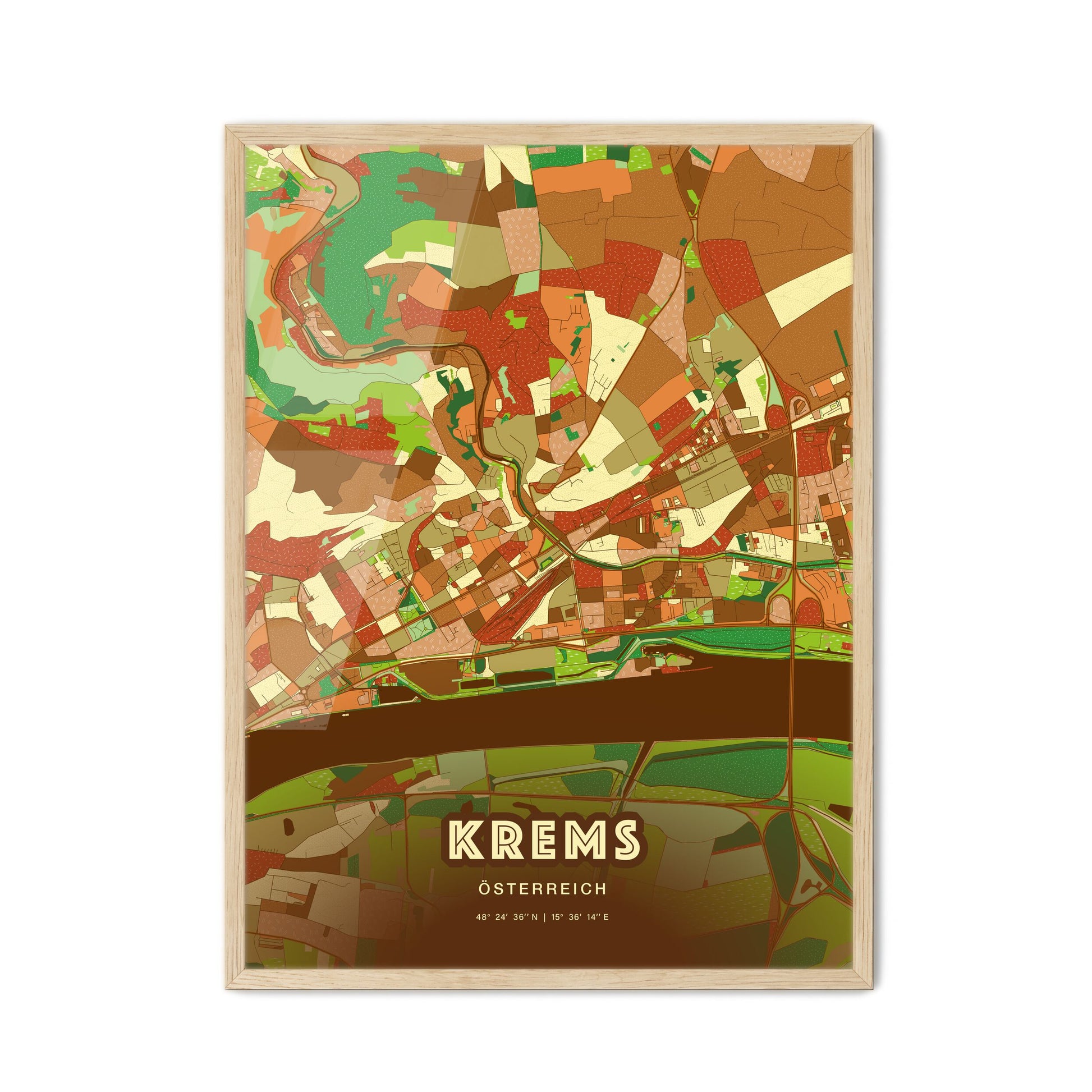 Colorful KREMS AUSTRIA Fine Art Map Farmhouse