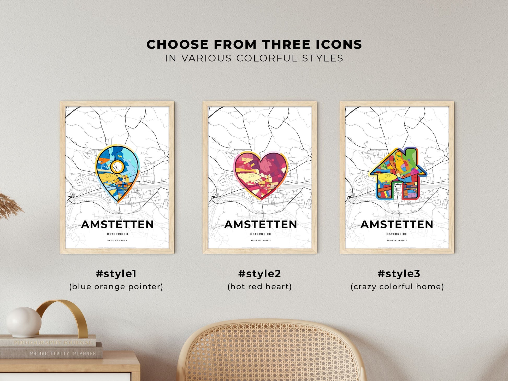 Amstetten Austria maps with colorful icons