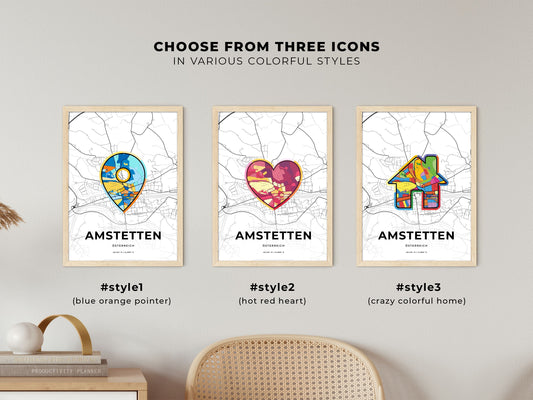 Amstetten Austria maps with colorful icons
