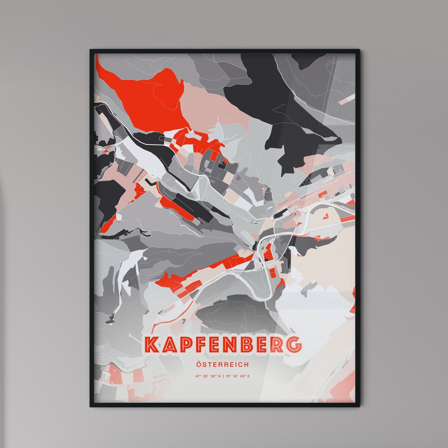 Colorful KAPFENBERG AUSTRIA Fine Art Map Modern