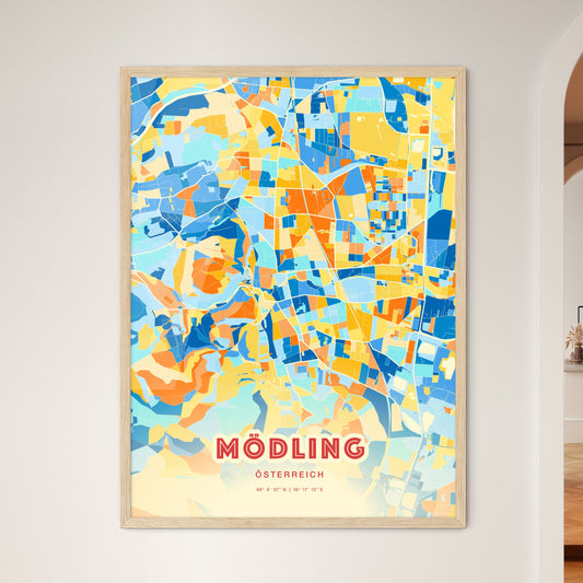 Colorful MÖDLING AUSTRIA Fine Art Map Blue Orange