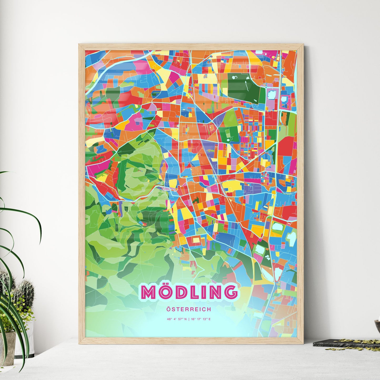 Colorful MÖDLING AUSTRIA Fine Art Map Crazy Colors
