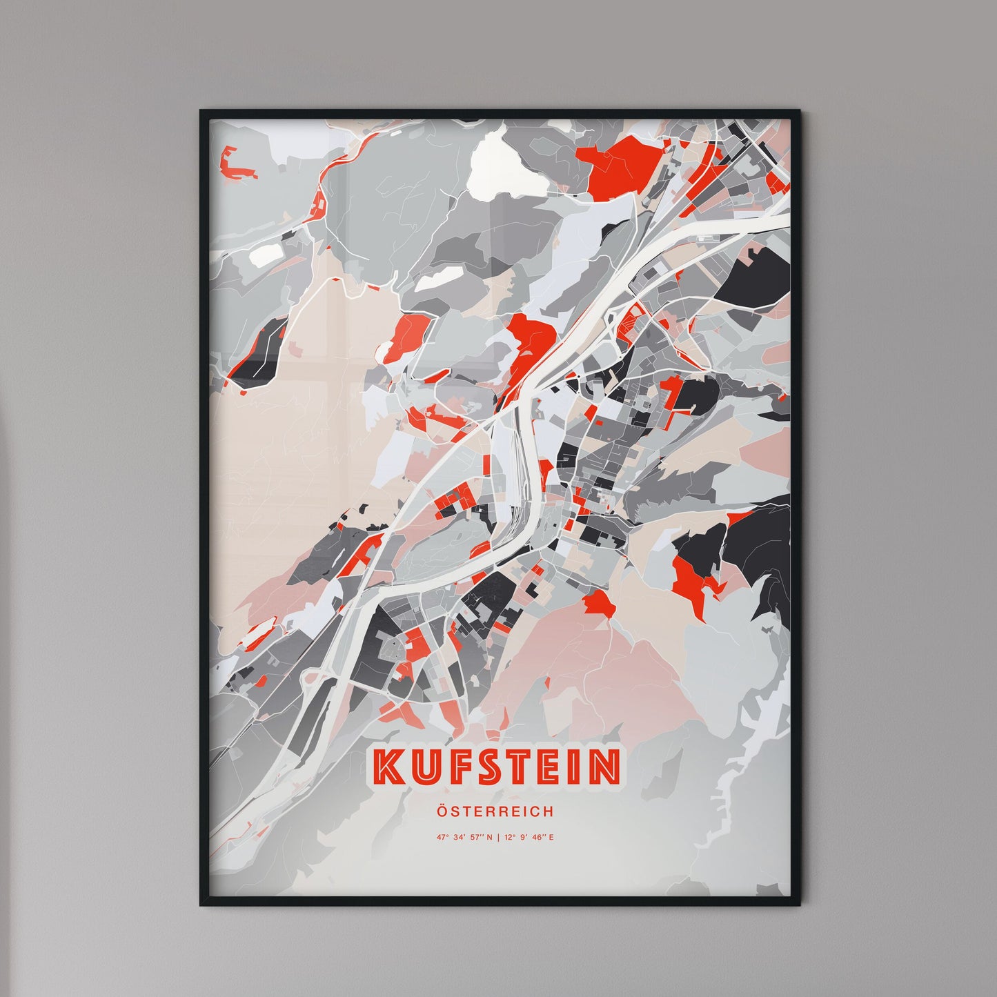 Colorful KUFSTEIN AUSTRIA Fine Art Map Modern