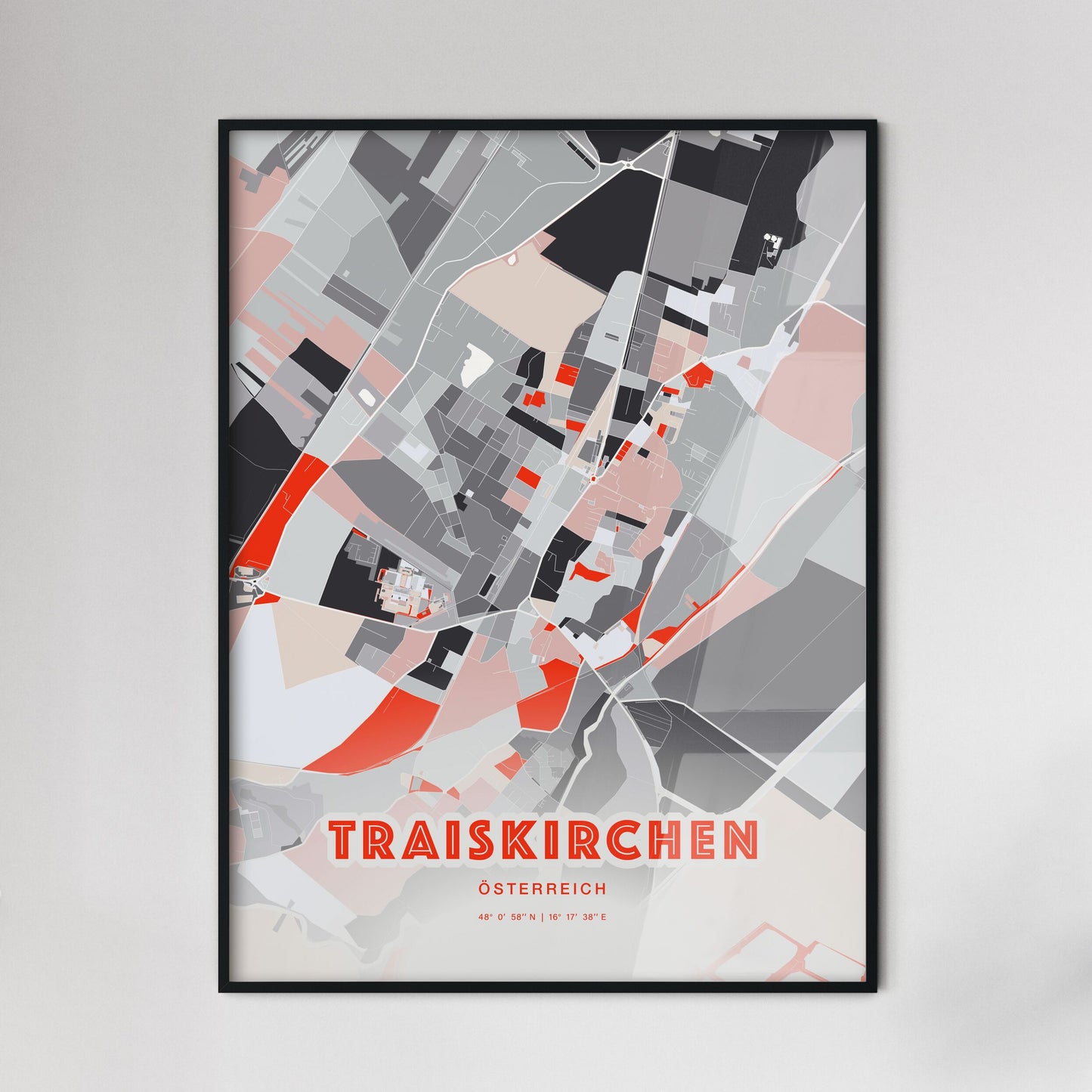 Colorful TRAISKIRCHEN AUSTRIA Fine Art Map Modern