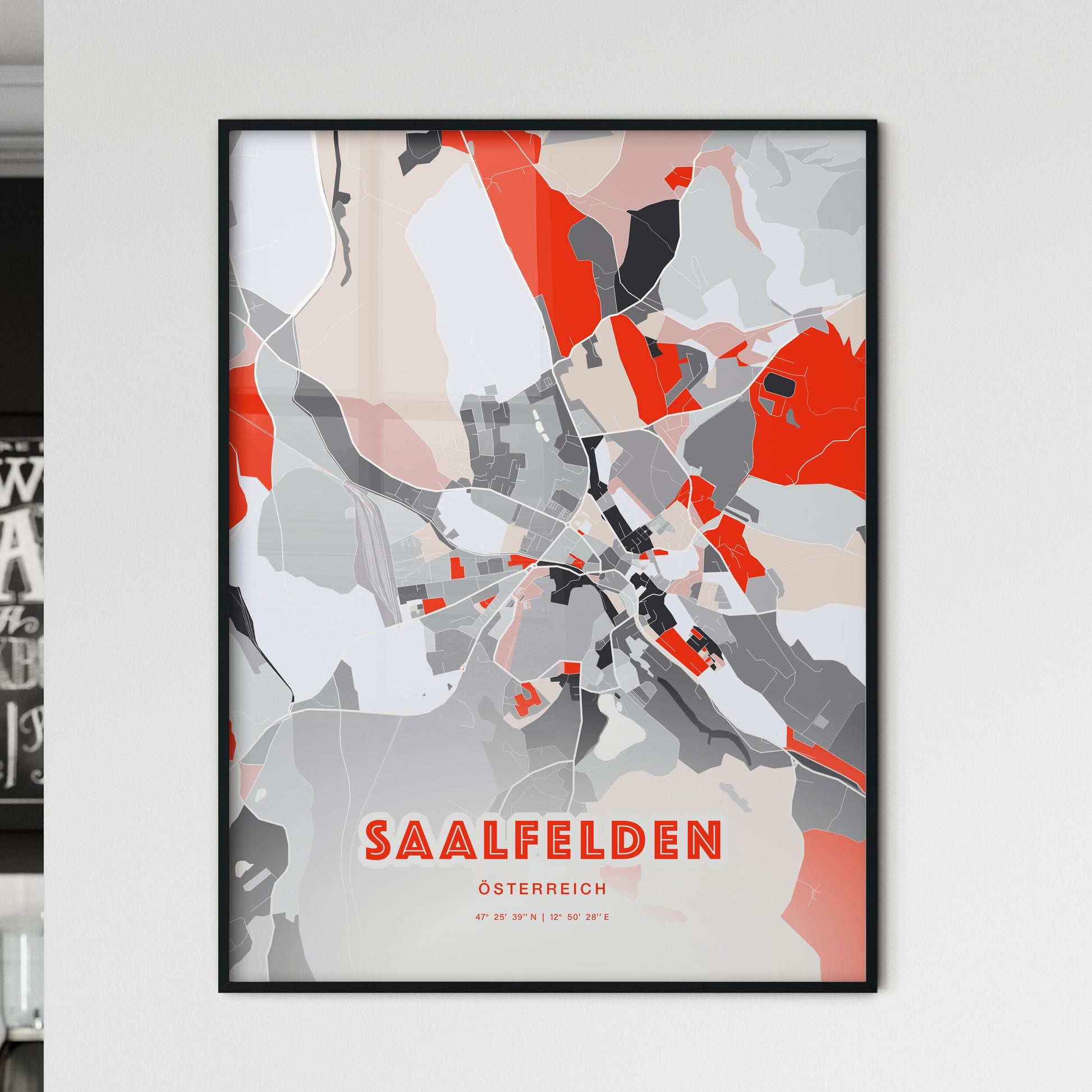 Colorful SAALFELDEN AUSTRIA Fine Art Map Modern