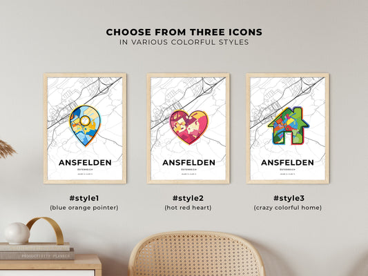 Ansfelden Austria maps with colorful icons