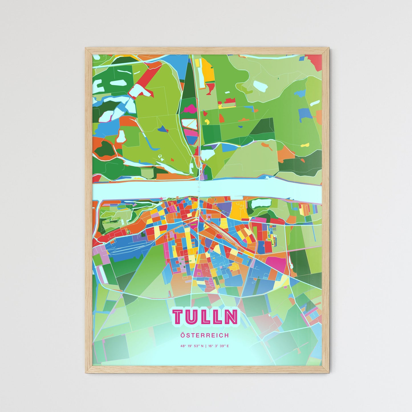 Colorful TULLN AUSTRIA Fine Art Map Crazy Colors
