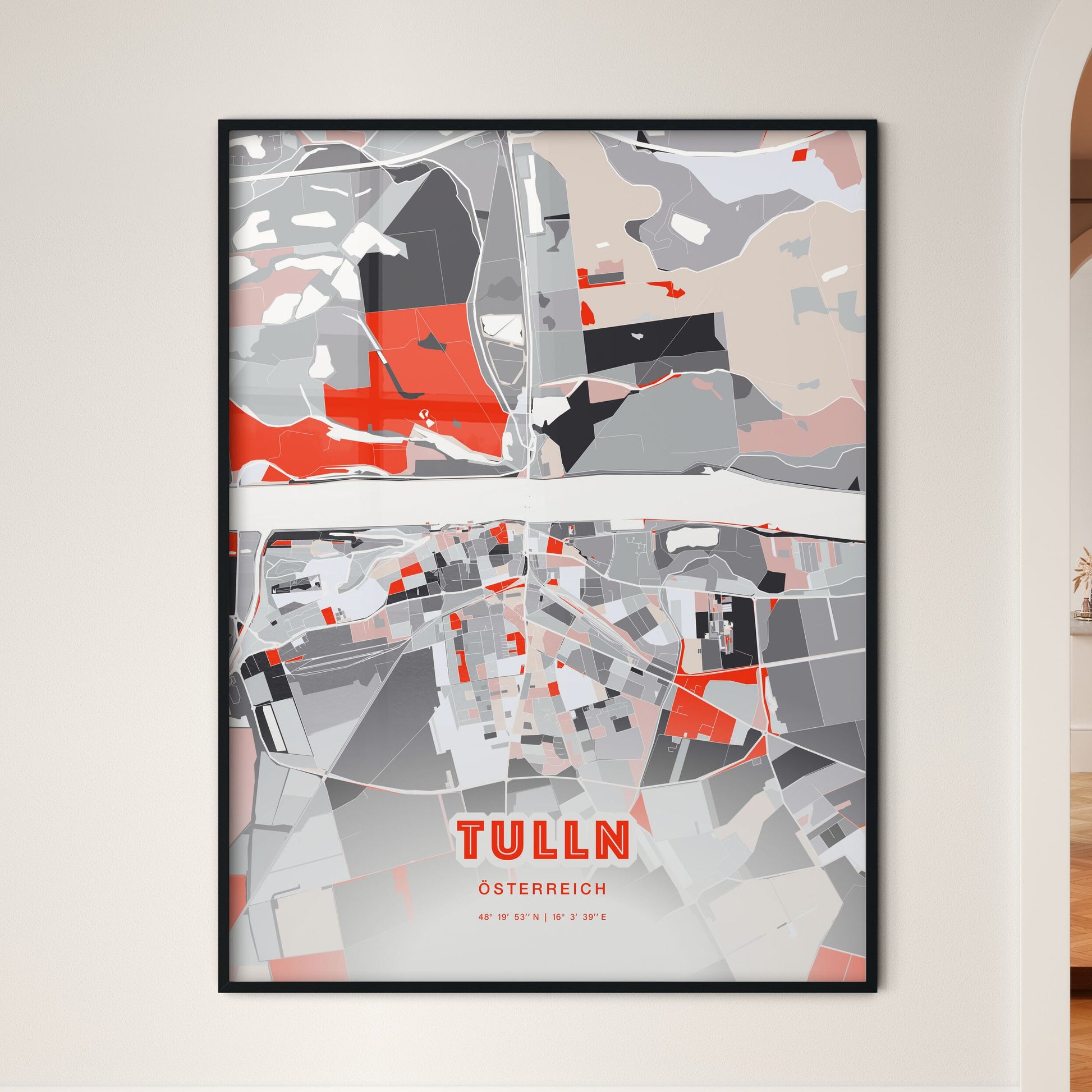 Colorful TULLN AUSTRIA Fine Art Map Modern