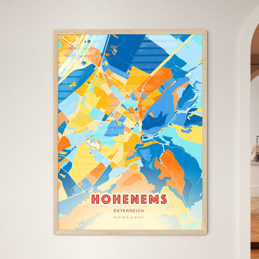 Colorful HOHENEMS AUSTRIA Fine Art Map Blue Orange