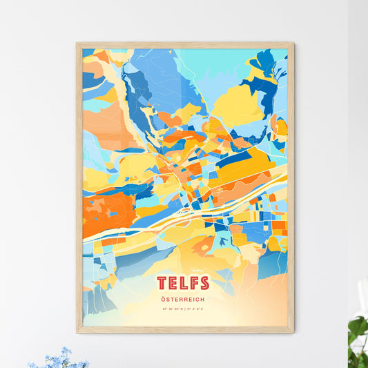 Colorful TELFS AUSTRIA Fine Art Map Blue Orange