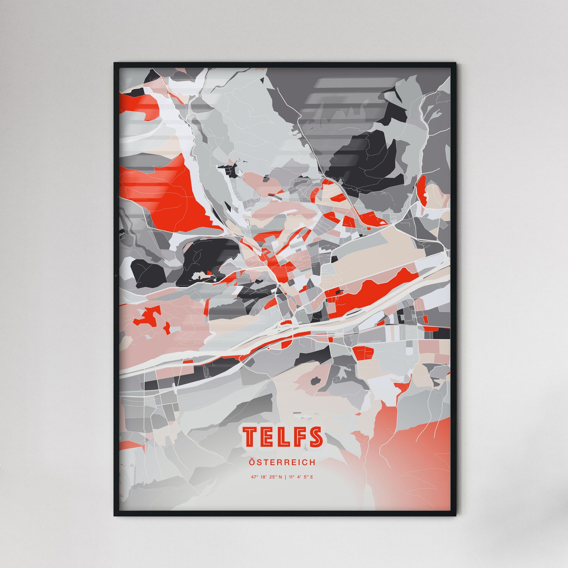 Colorful TELFS AUSTRIA Fine Art Map Modern