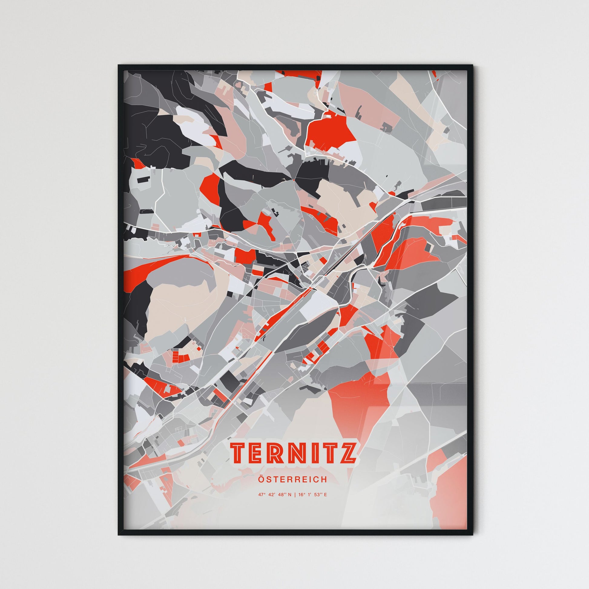 Colorful TERNITZ AUSTRIA Fine Art Map Modern