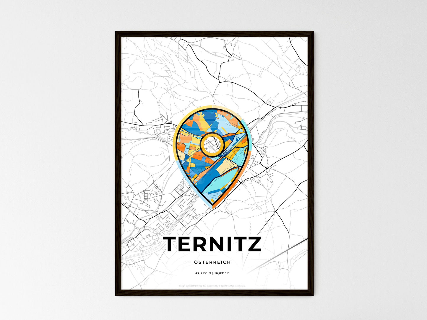 Ternitz Austria wedding art map with pointer icon