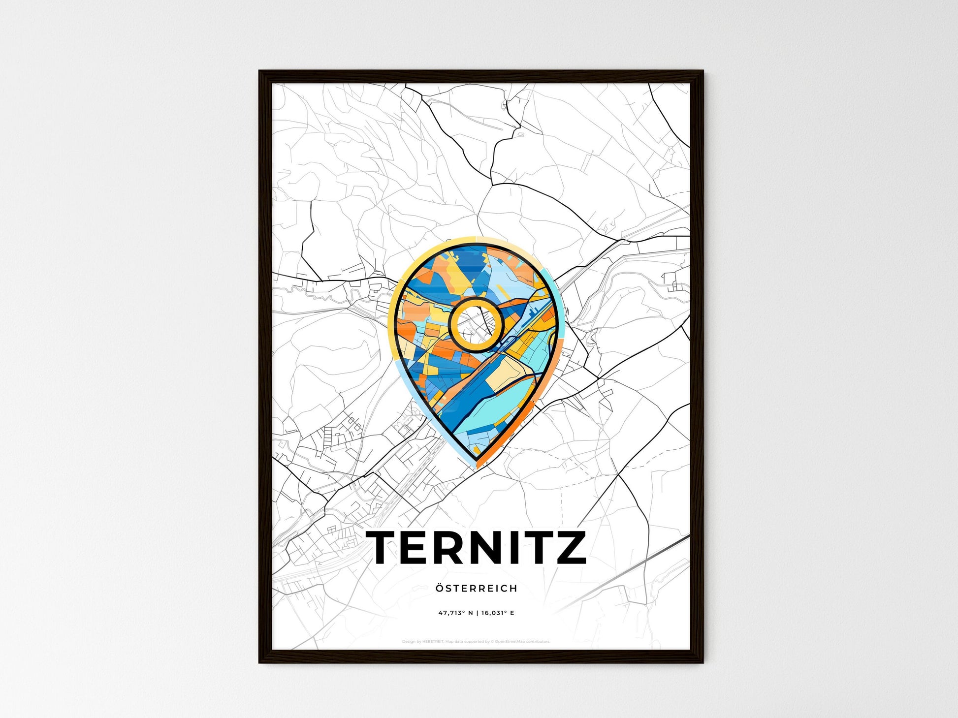 Ternitz Austria wedding art map with pointer icon