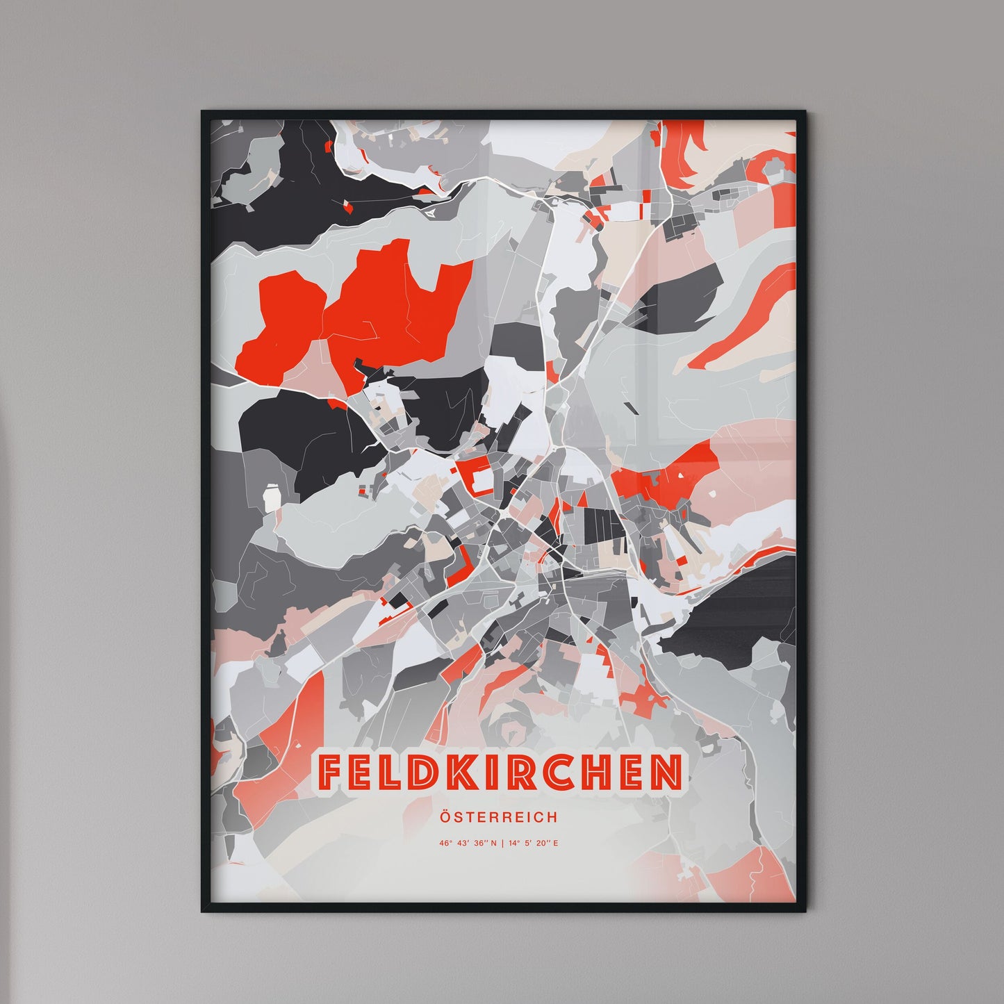 Colorful FELDKIRCHEN AUSTRIA Fine Art Map Modern