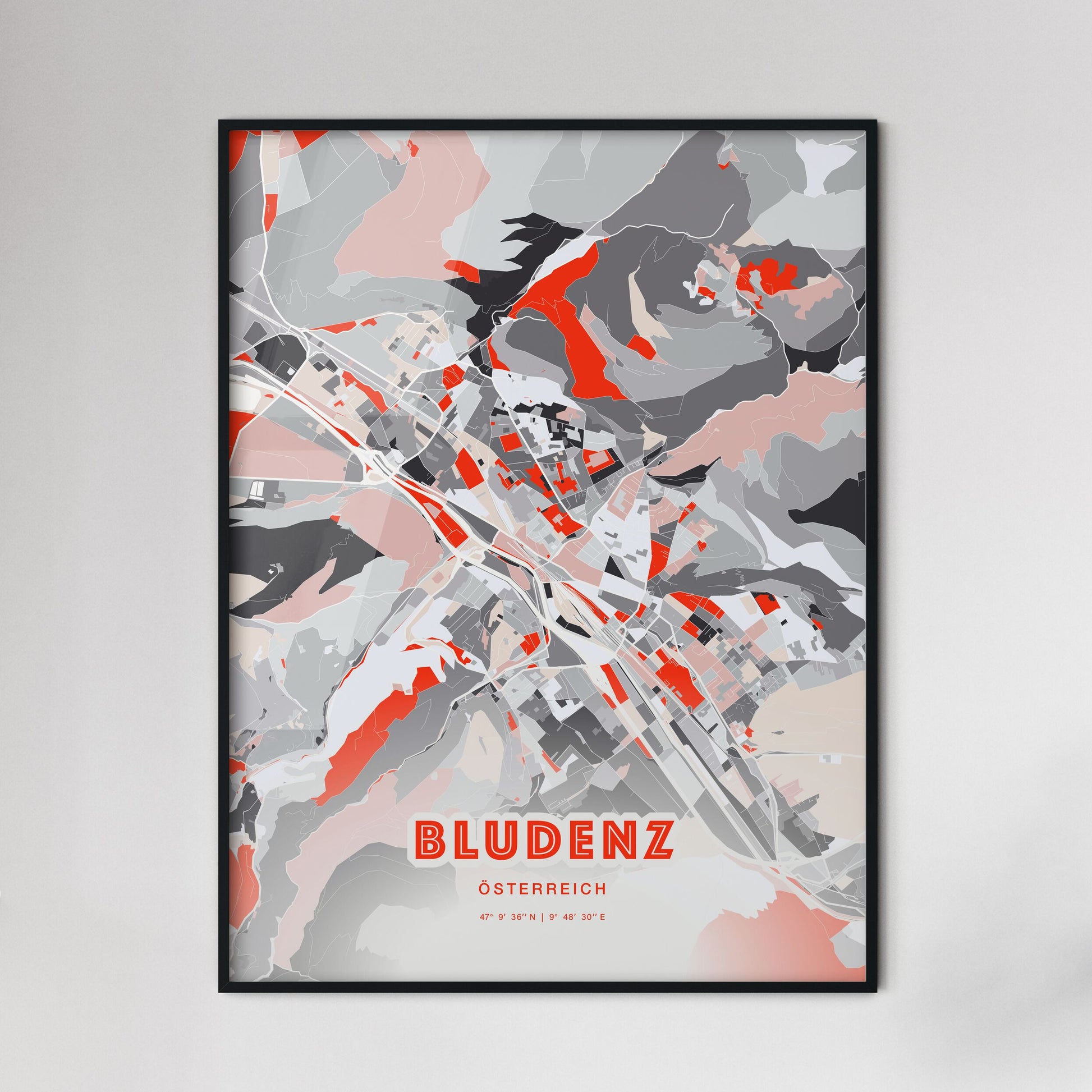 Colorful BLUDENZ AUSTRIA Fine Art Map Modern