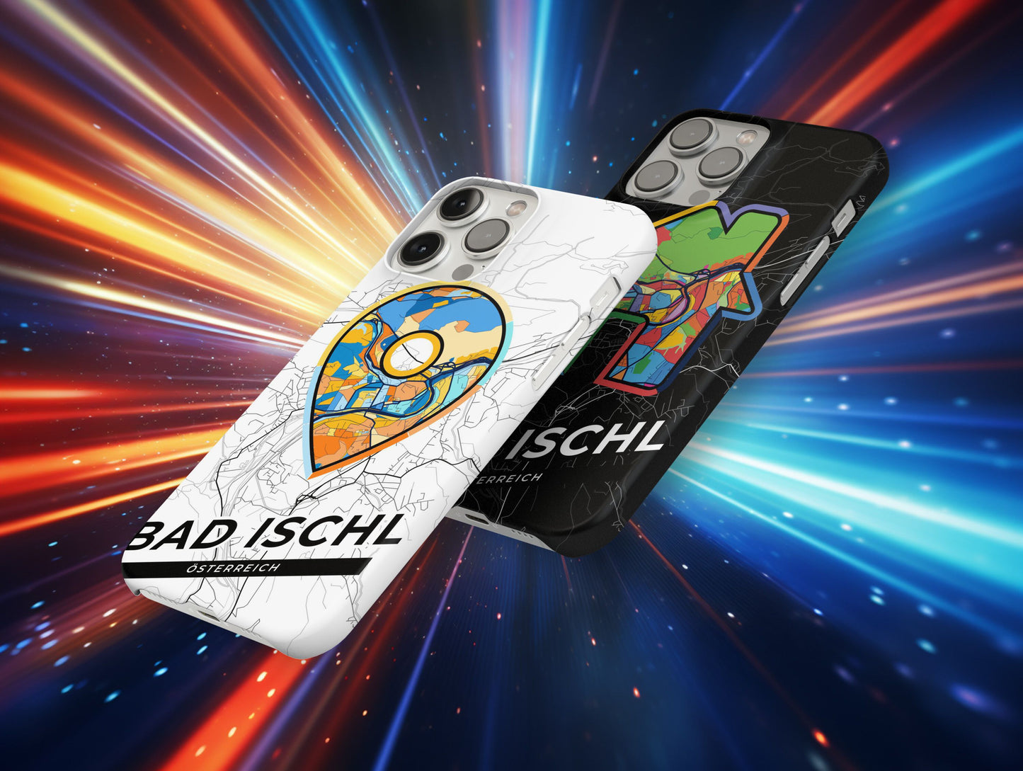 Bad Ischl Österreich slim phone case with colorful icon. Birthday, wedding or housewarming gift. Couple match cases.