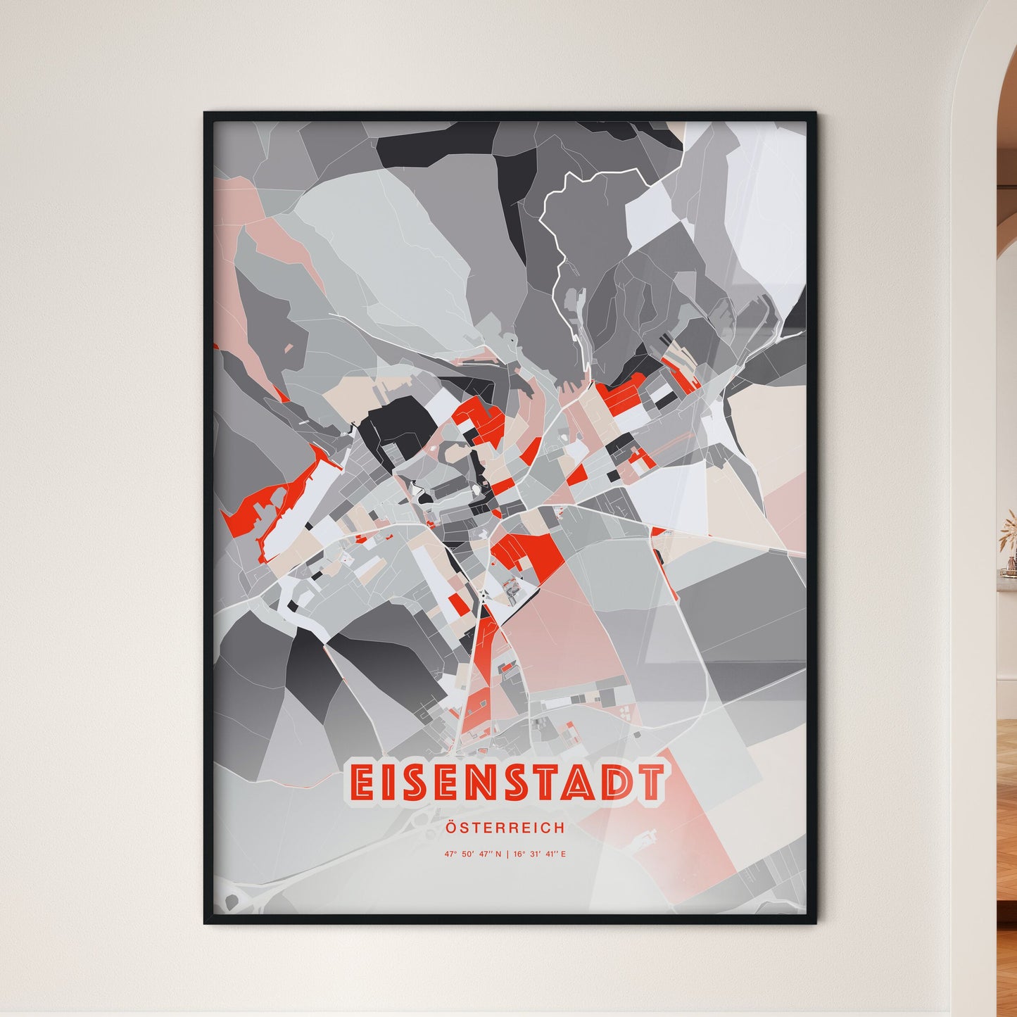 Colorful EISENSTADT AUSTRIA Fine Art Map Modern