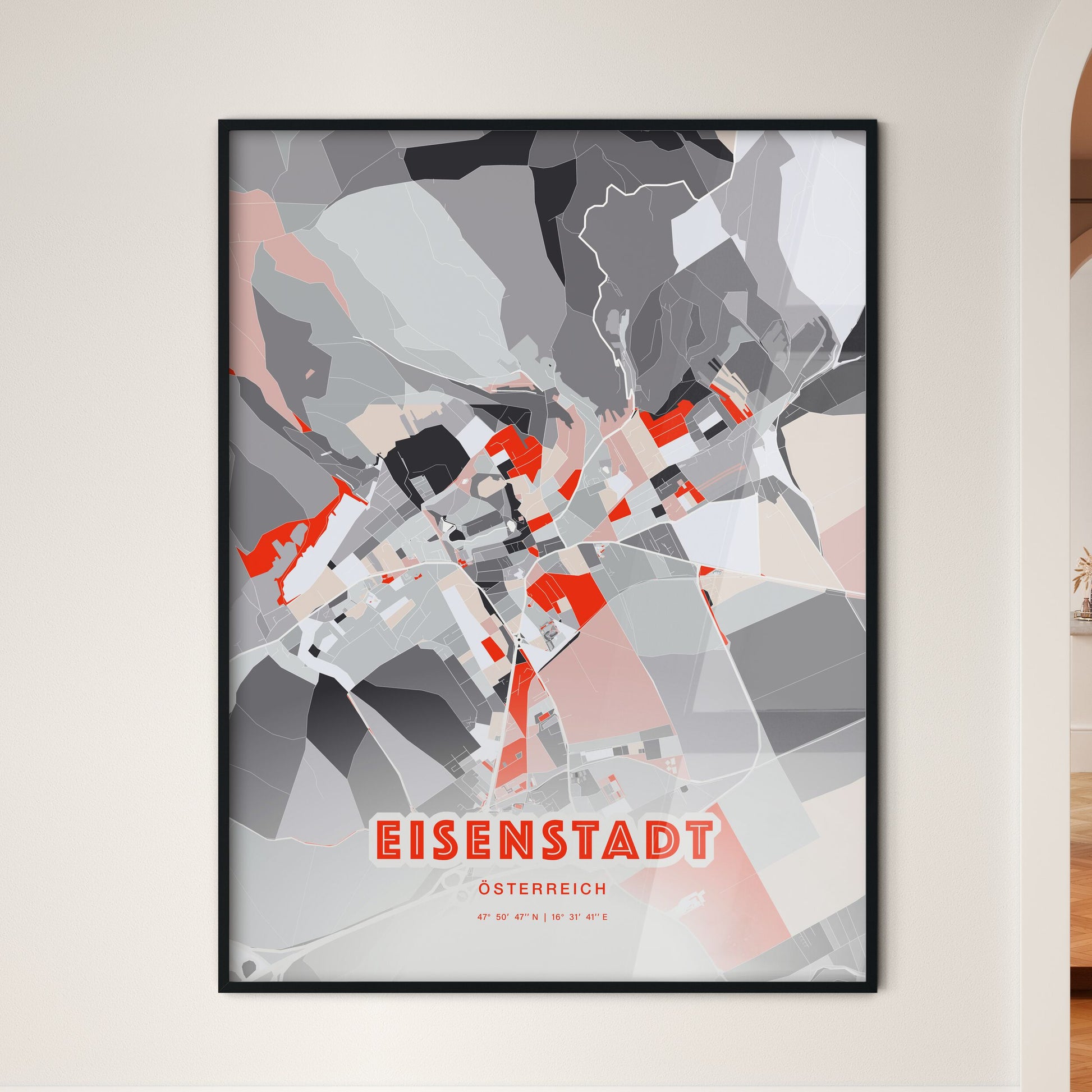 Colorful EISENSTADT AUSTRIA Fine Art Map Modern