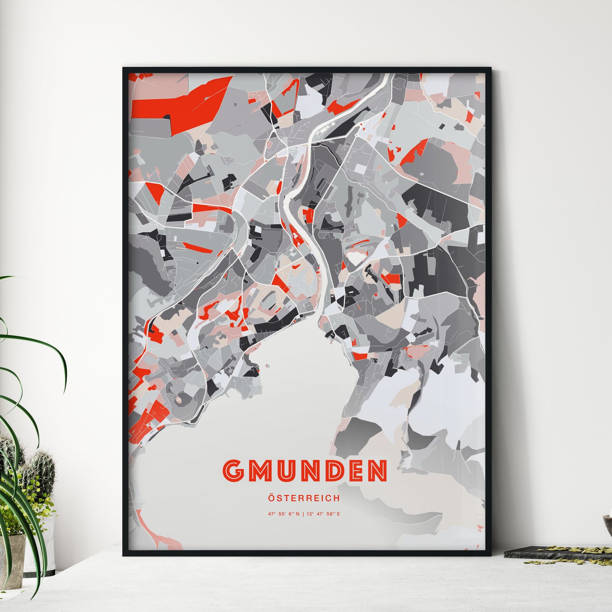 Colorful GMUNDEN AUSTRIA Fine Art Map Modern