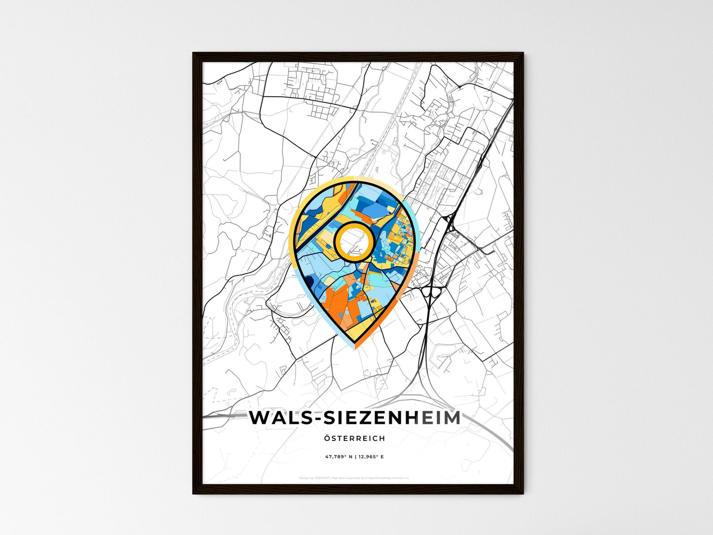 Wals-Siezenheim Austria wedding art map with pointer icon
