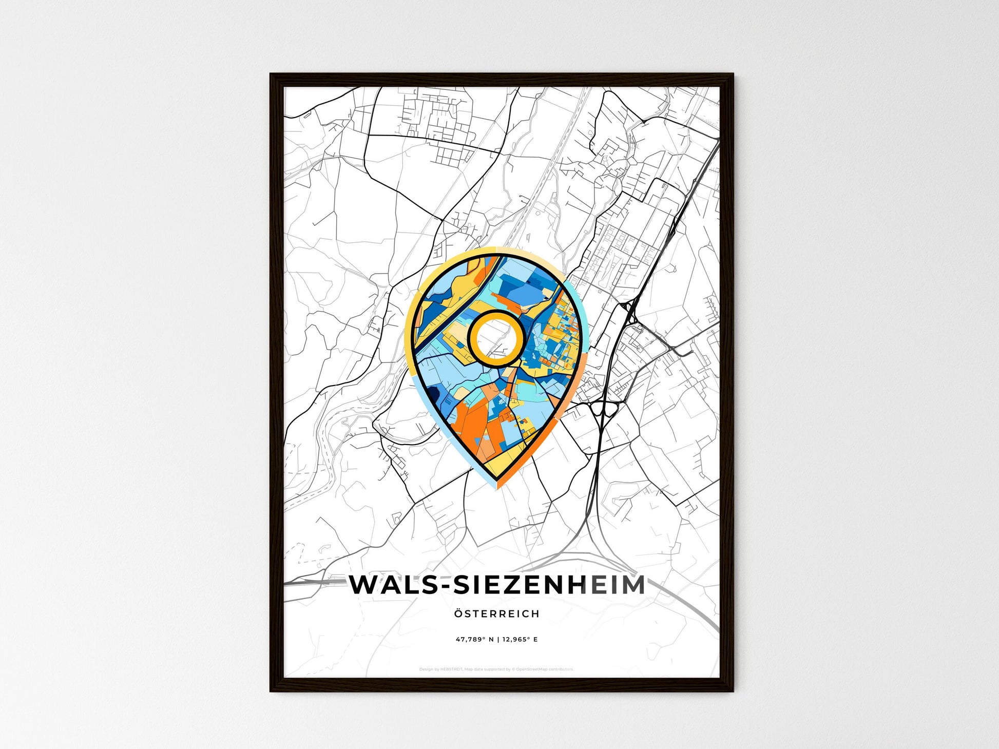 Wals-Siezenheim Austria wedding art map with pointer icon
