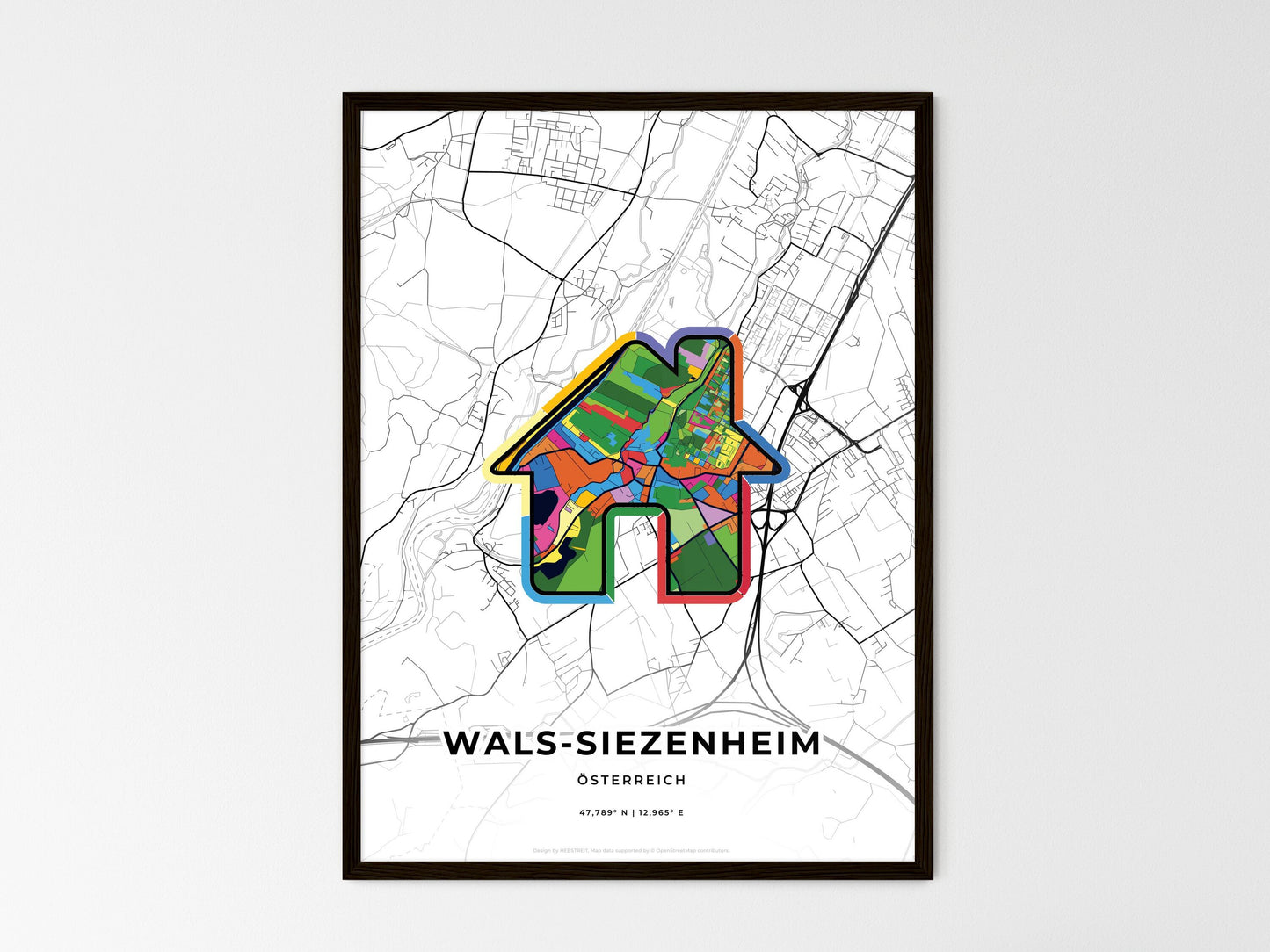 Wals-Siezenheim Austria wedding art map with home icon