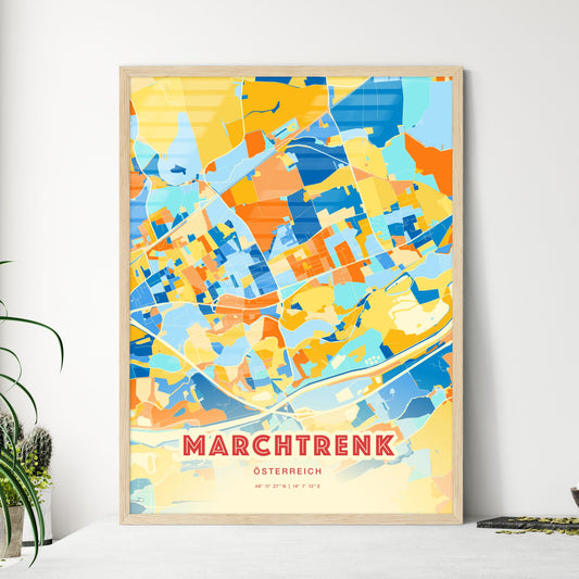 Colorful MARCHTRENK AUSTRIA Fine Art Map Blue Orange