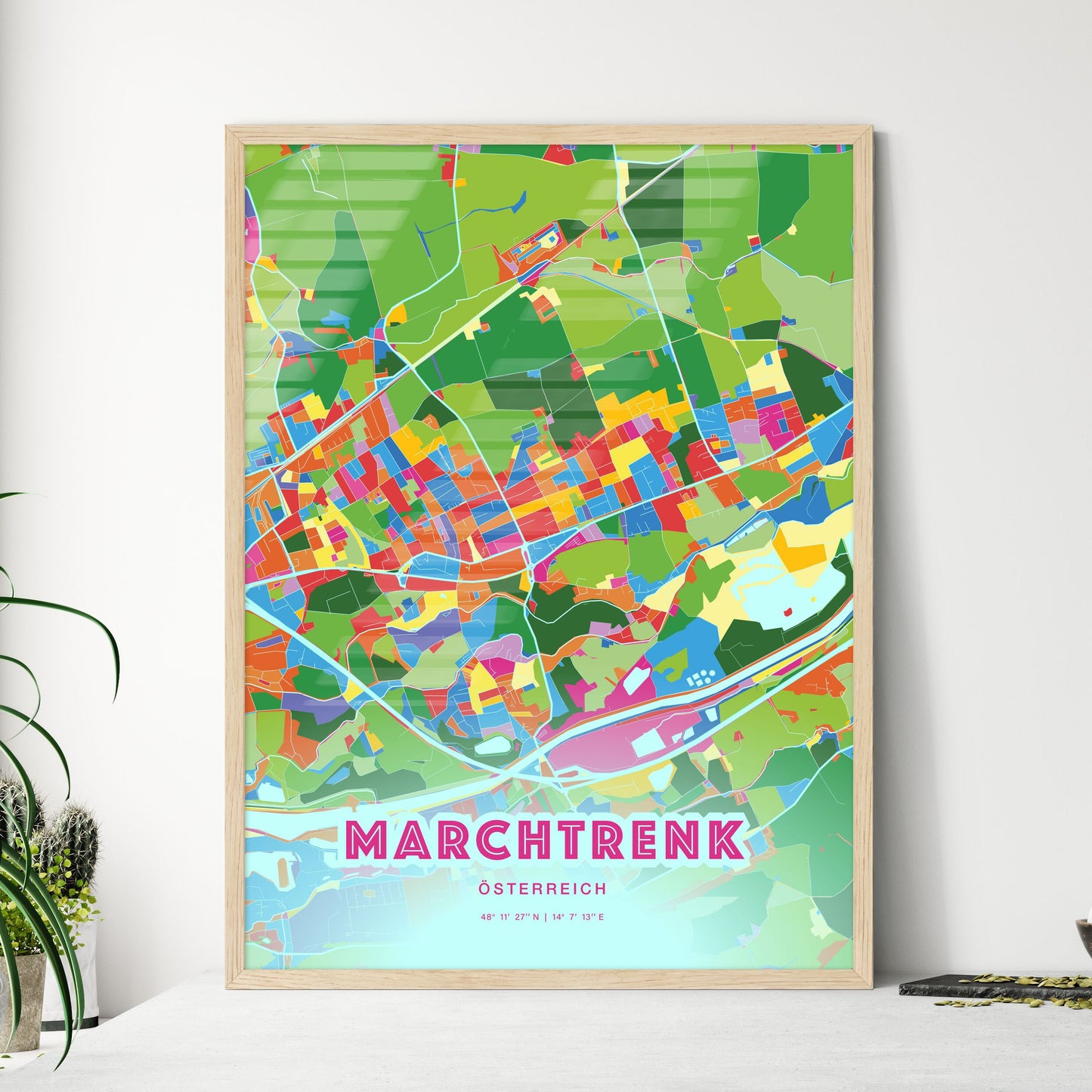 Colorful MARCHTRENK AUSTRIA Fine Art Map Crazy Colors