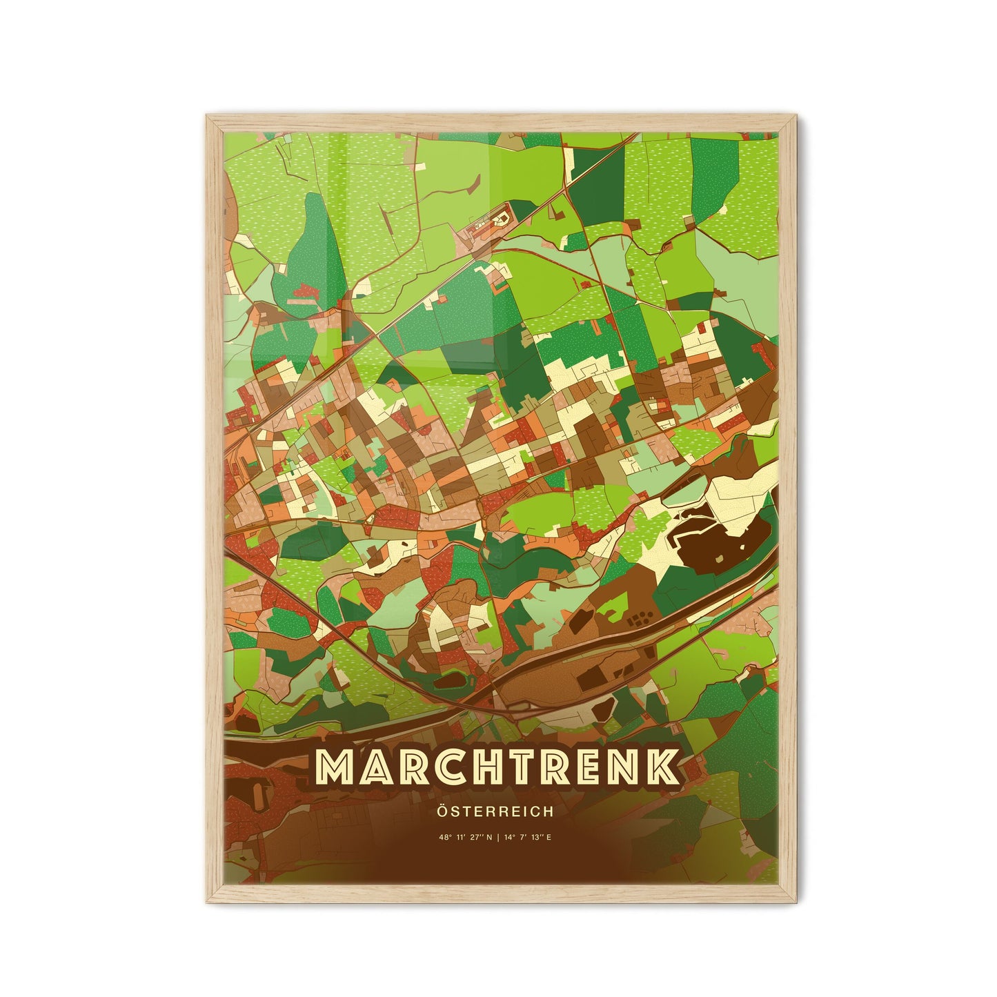 Colorful MARCHTRENK AUSTRIA Fine Art Map Farmhouse