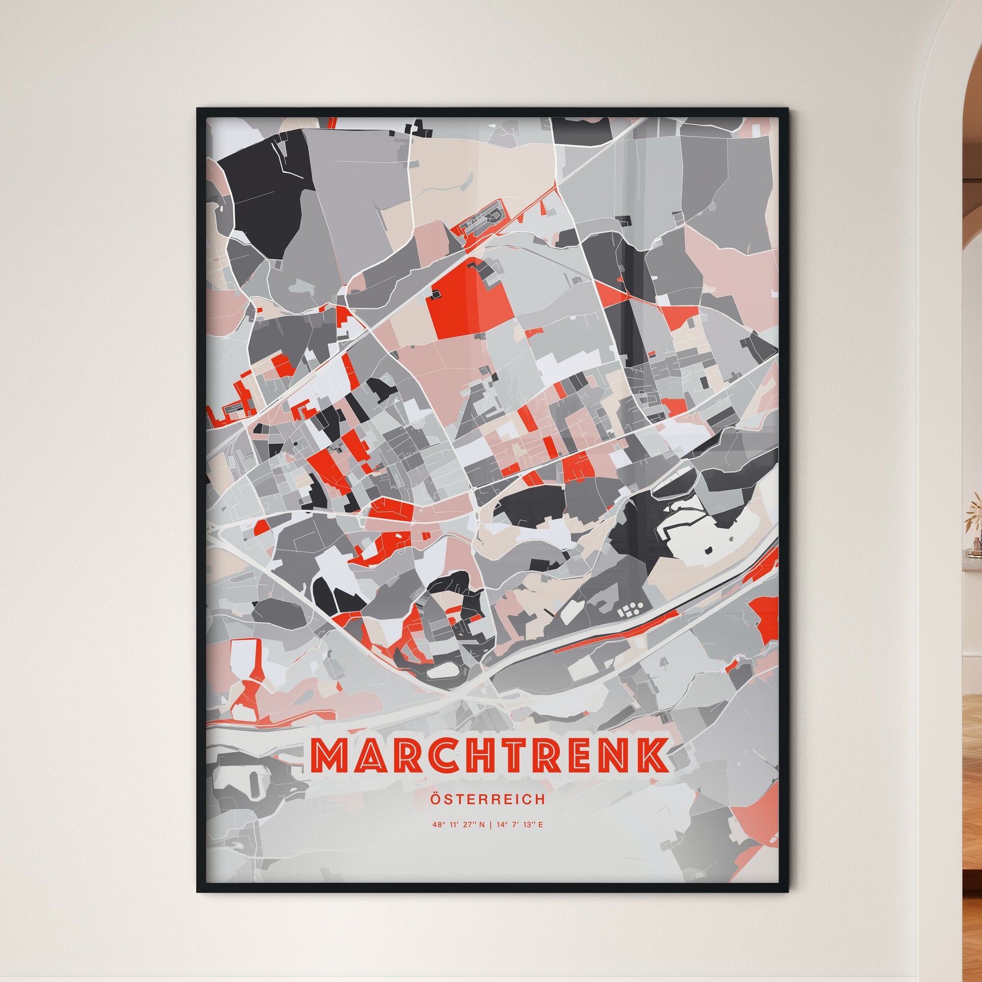 Colorful MARCHTRENK AUSTRIA Fine Art Map Modern