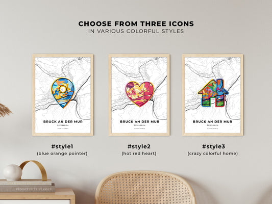 Bruck An Der Mur Austria maps with colorful icons